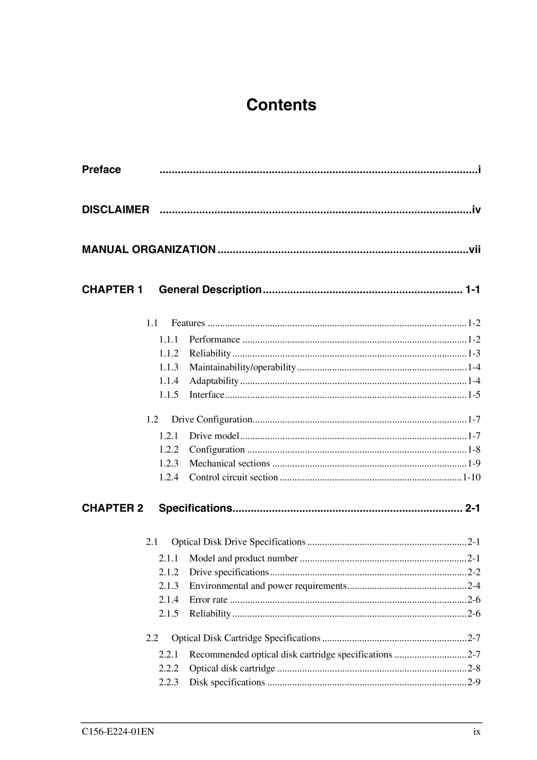 Fujitsu MCJ3230SS manual Contents 