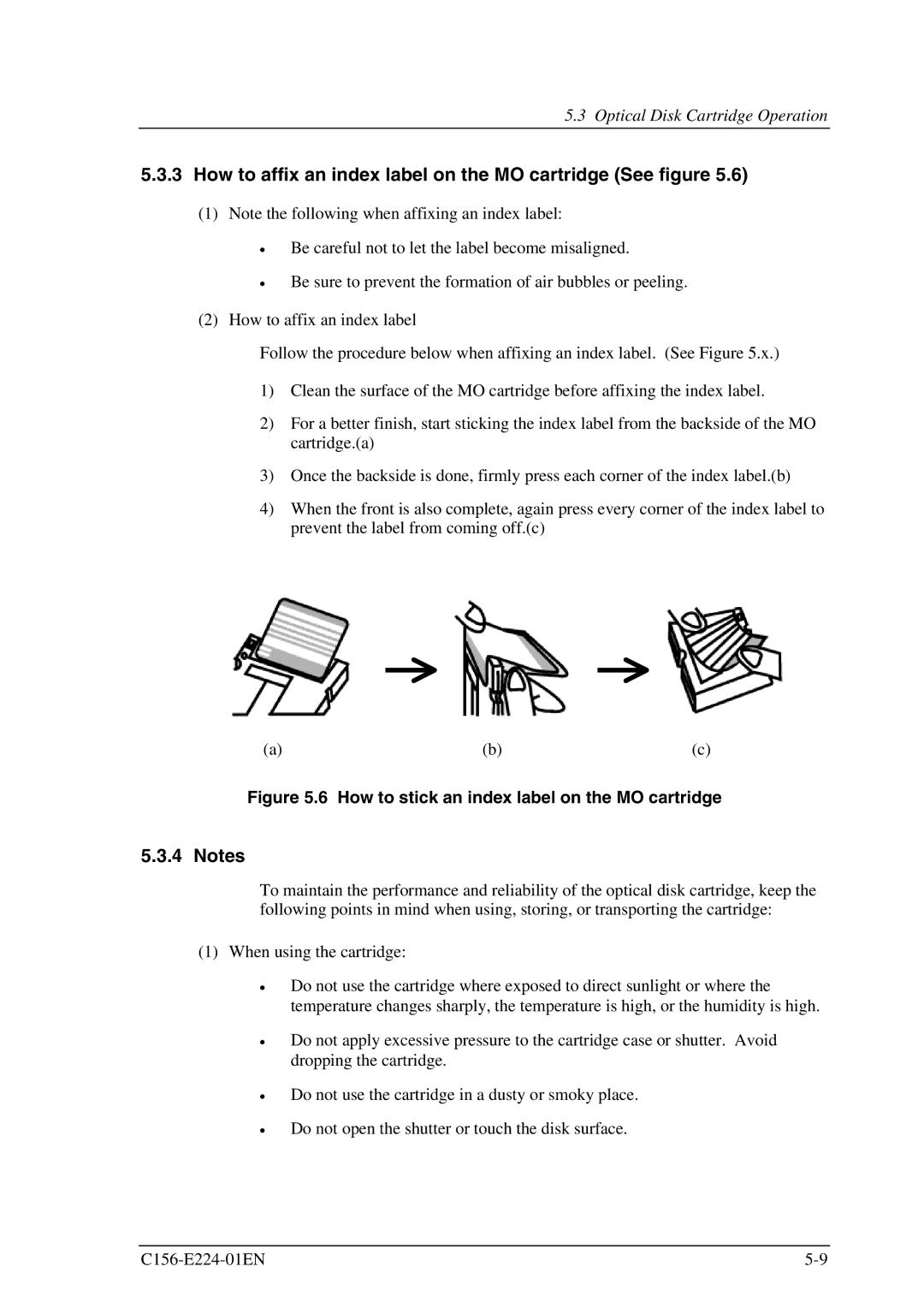 Fujitsu MCJ3230SS manual How to affix an index label on the MO cartridge See figure 