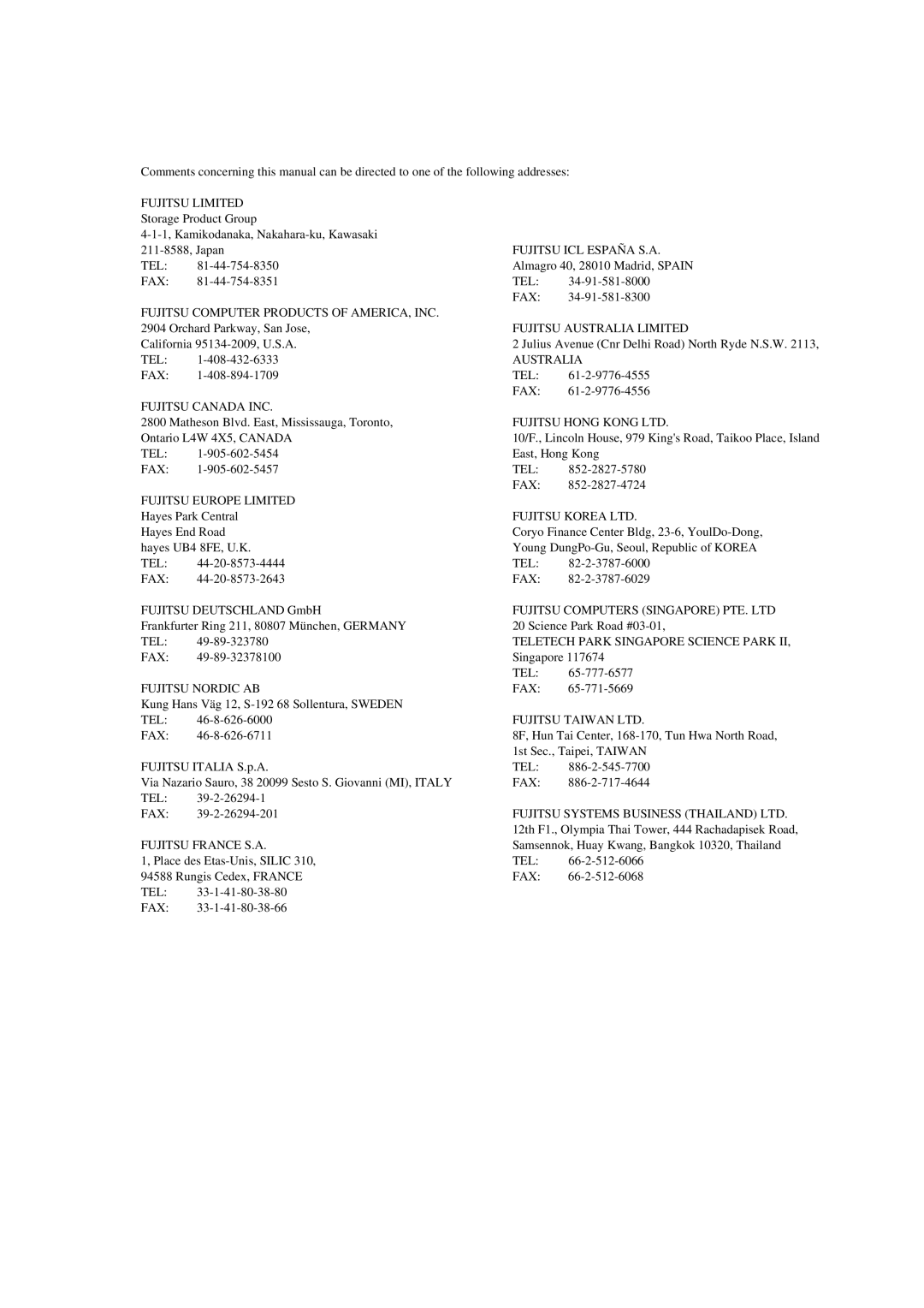 Fujitsu MCJ3230SS manual Fujitsu Limited 