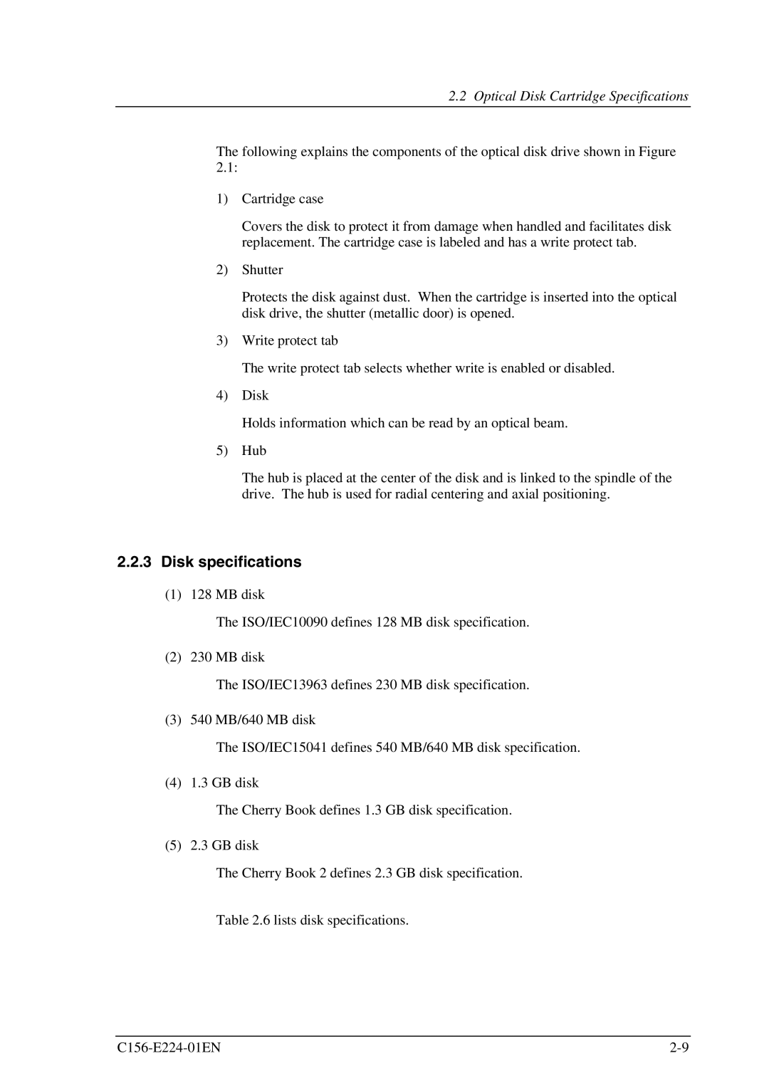 Fujitsu MCJ3230SS manual Disk specifications 