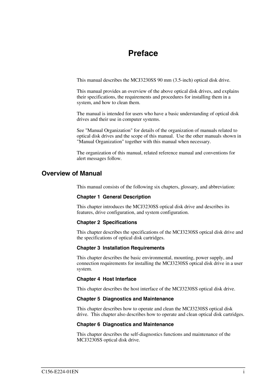 Fujitsu MCJ3230SS manual Preface, Overview of Manual 