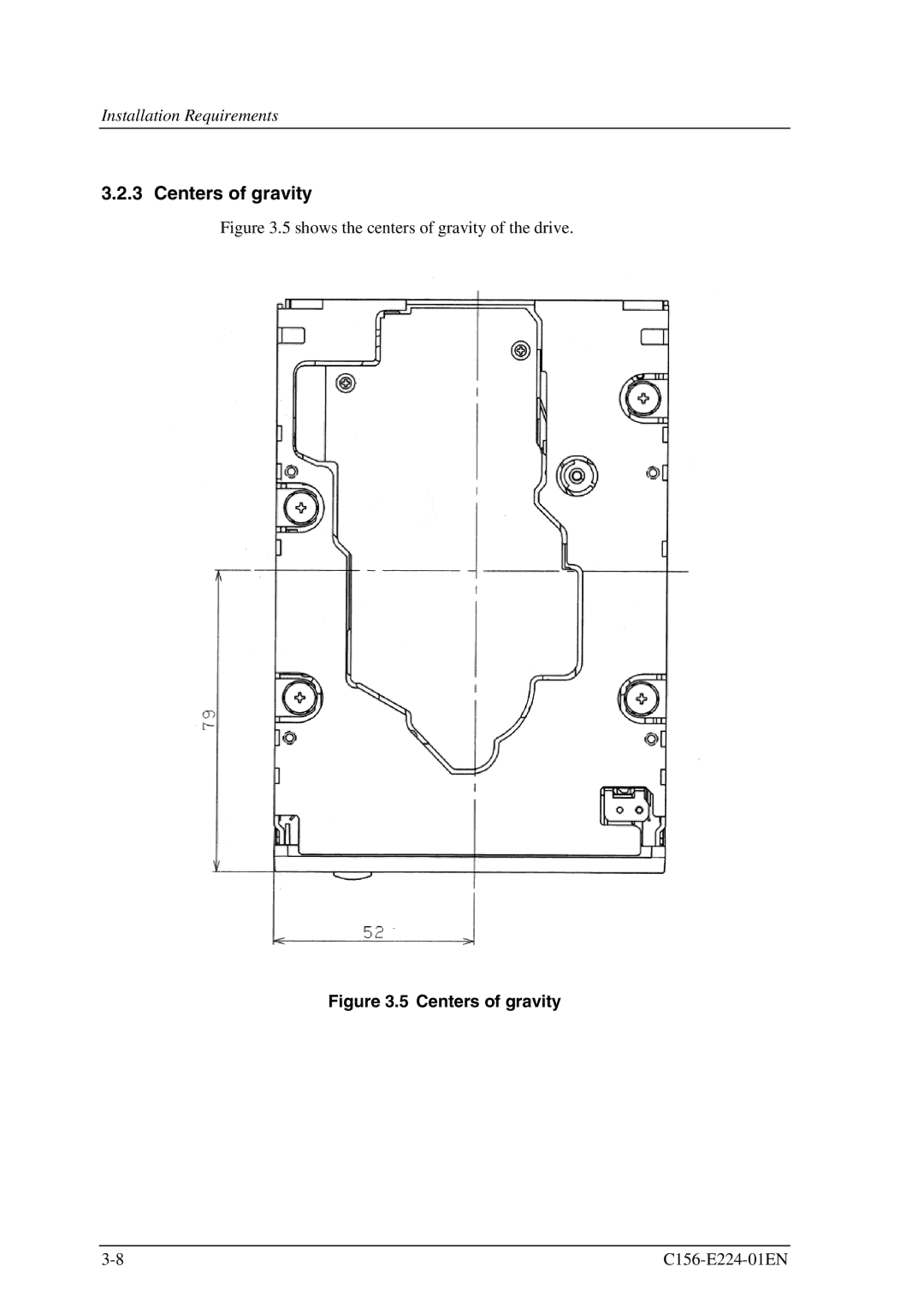 Fujitsu MCJ3230SS manual Centers of gravity 