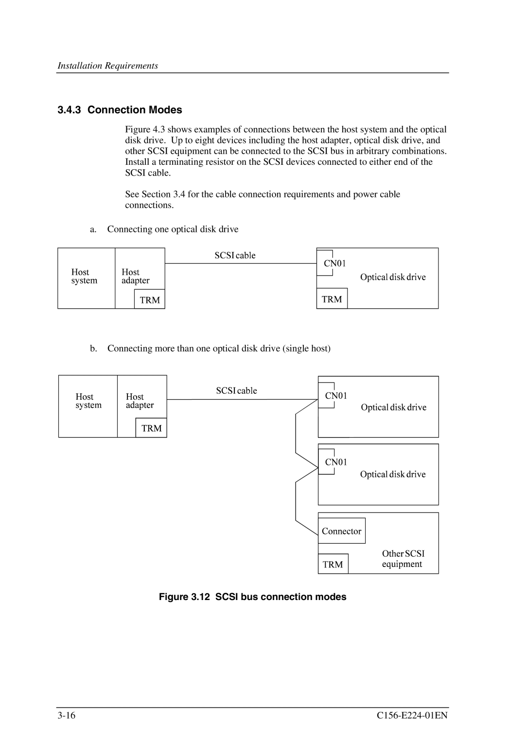 Fujitsu MCJ3230SS manual Connection Modes, Scsi bus connection modes 