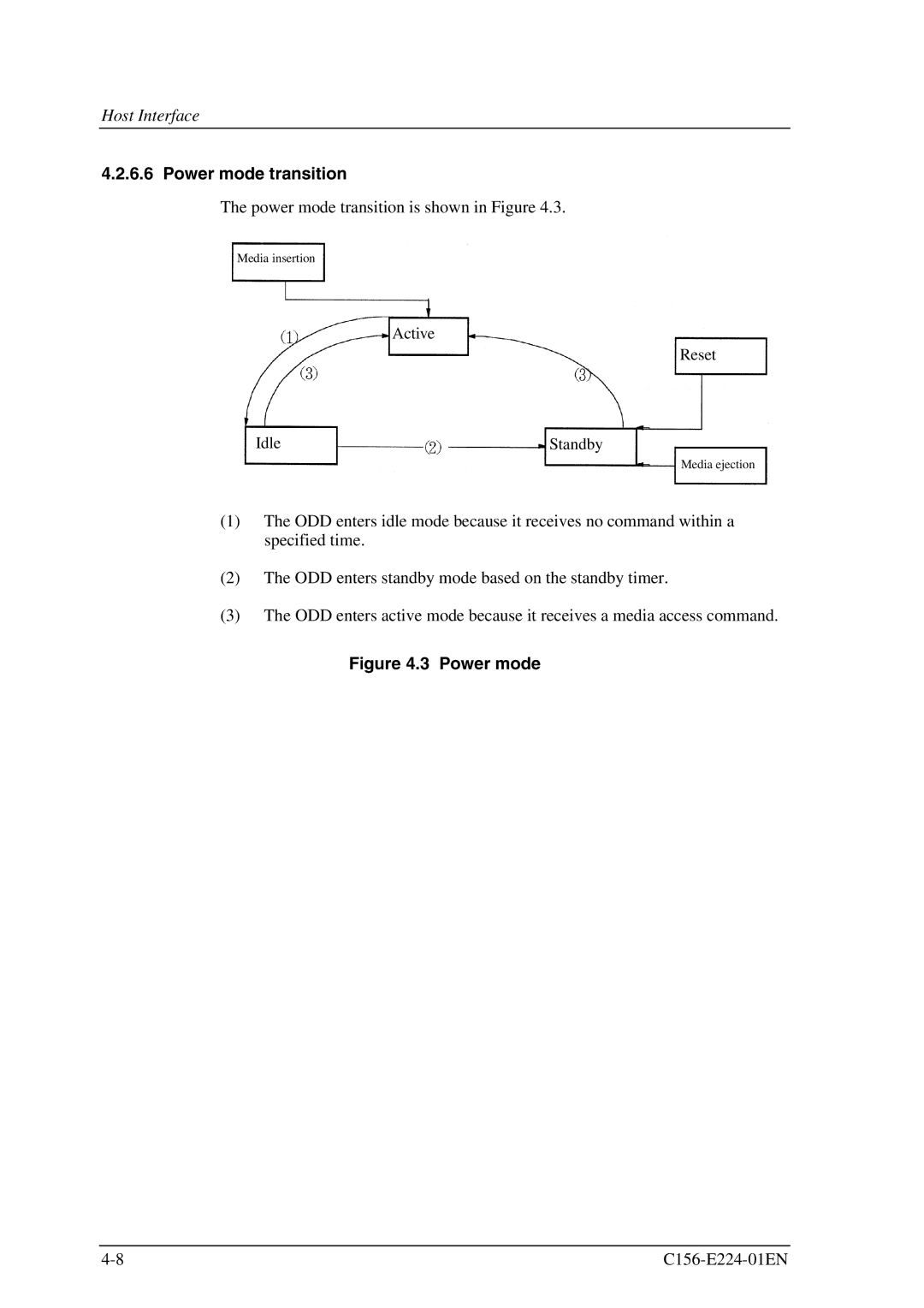 Fujitsu MCJ3230SS manual Power mode transition 