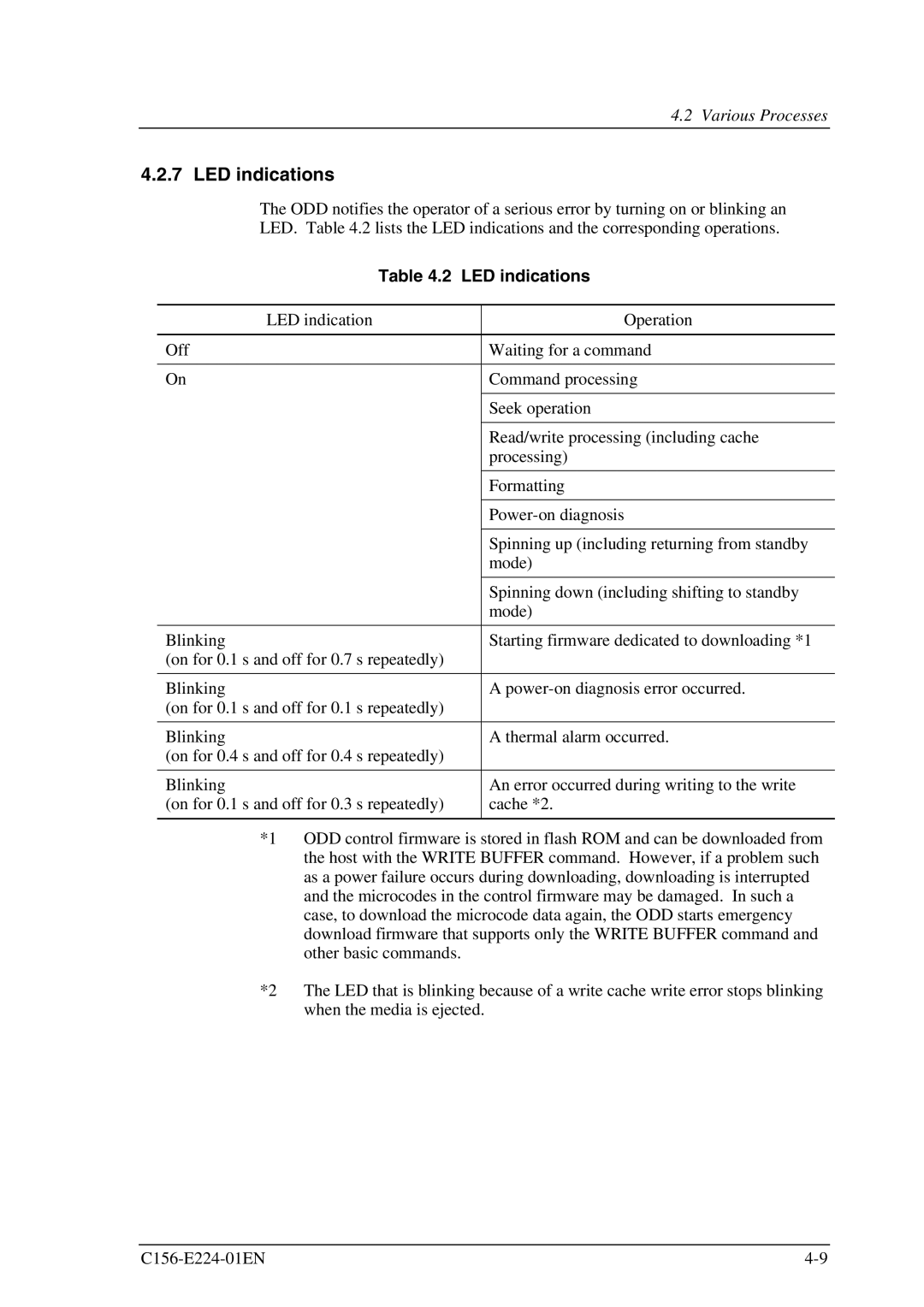 Fujitsu MCJ3230SS manual LED indications 