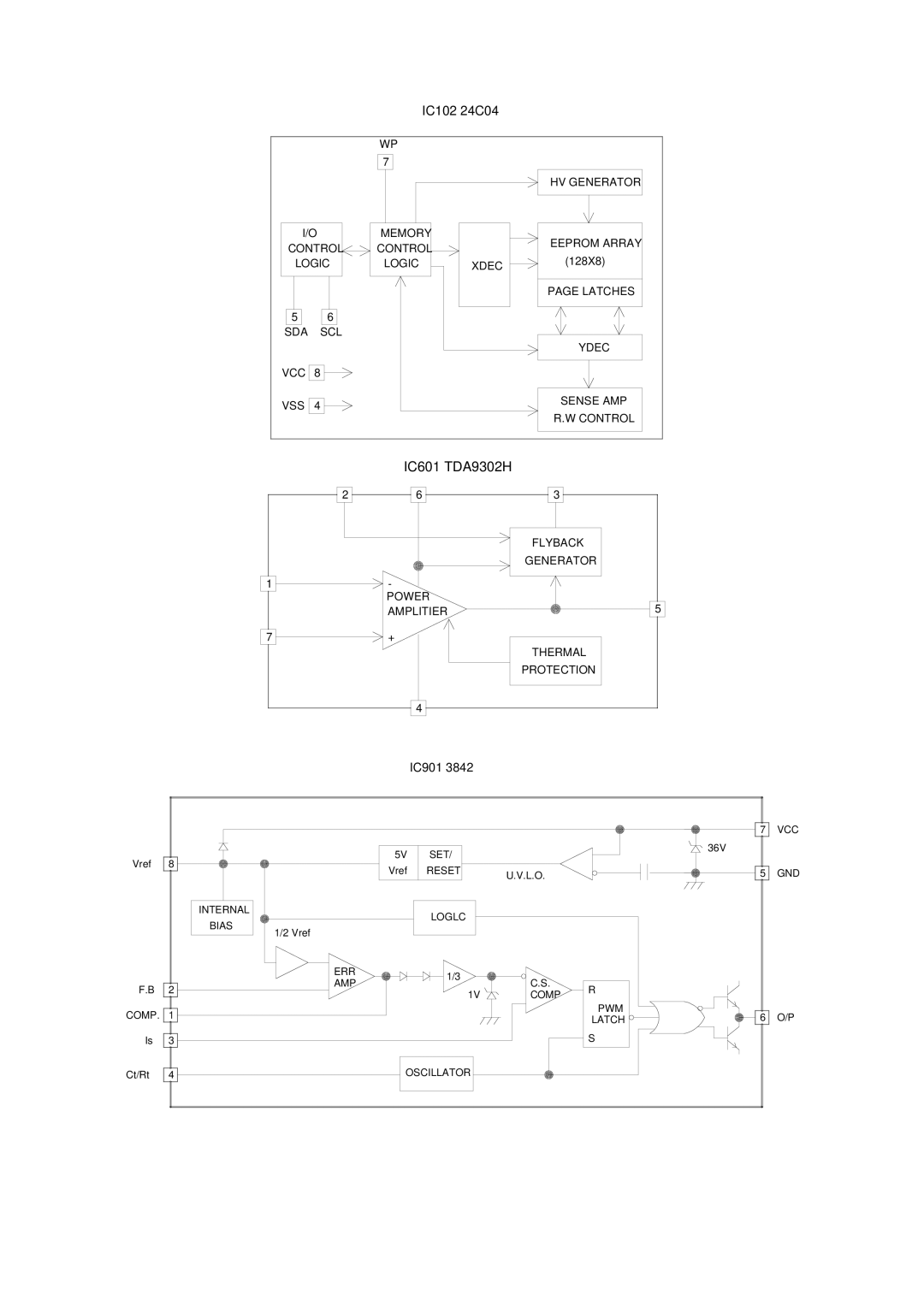 Fujitsu 154V, MCM1514V, C551, D556Q manual IC601 TDA9302H 