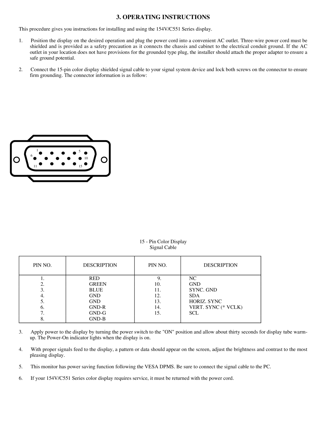 Fujitsu 154V, MCM1514V, C551, D556Q manual Operating Instructions 