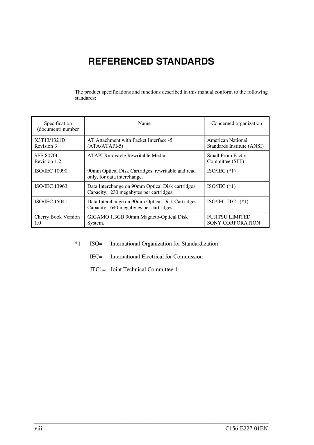 Fujitsu MCM3064AP, MCM3130AP manual Iec=, JTC1= 