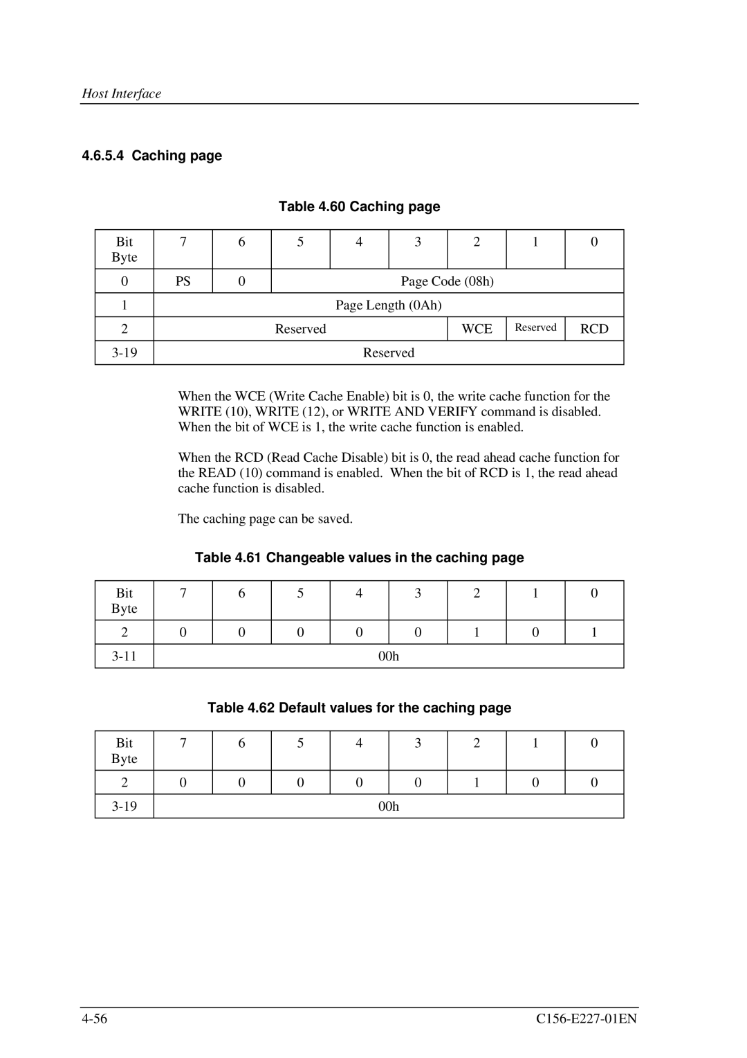 Fujitsu MCM3064AP, MCM3130AP manual Caching 60 Caching, Wce, Changeable values in the caching 