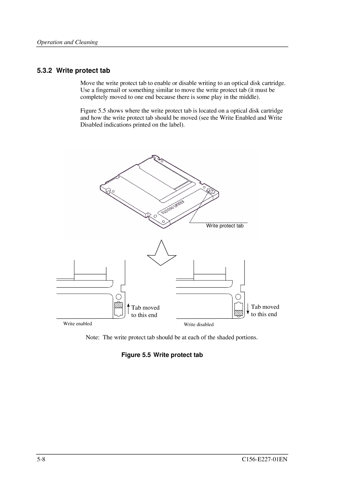 Fujitsu MCM3064AP, MCM3130AP manual Write protect tab 