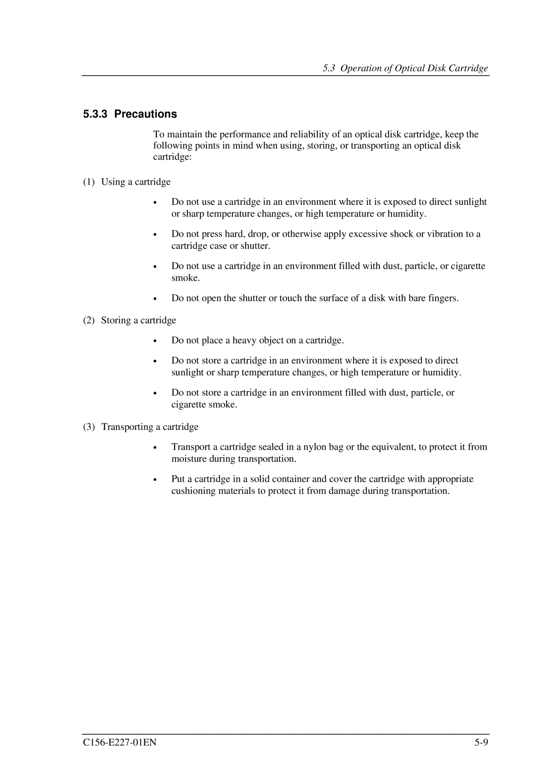 Fujitsu MCM3130AP, MCM3064AP manual Precautions 