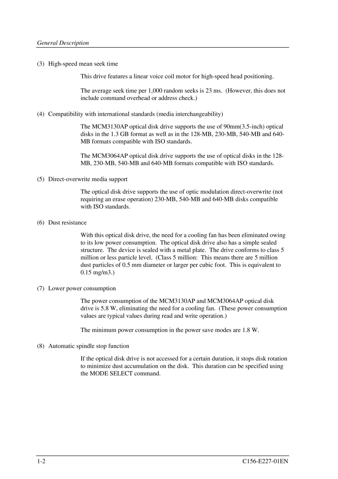 Fujitsu MCM3064AP, MCM3130AP manual General Description 