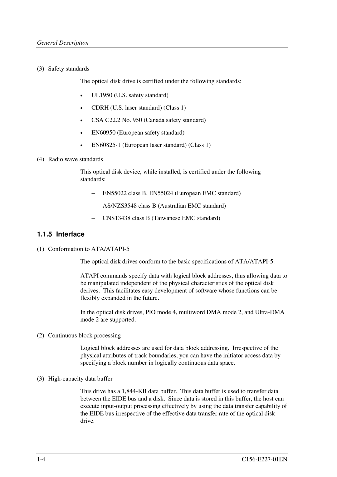 Fujitsu MCM3064AP, MCM3130AP manual Interface 