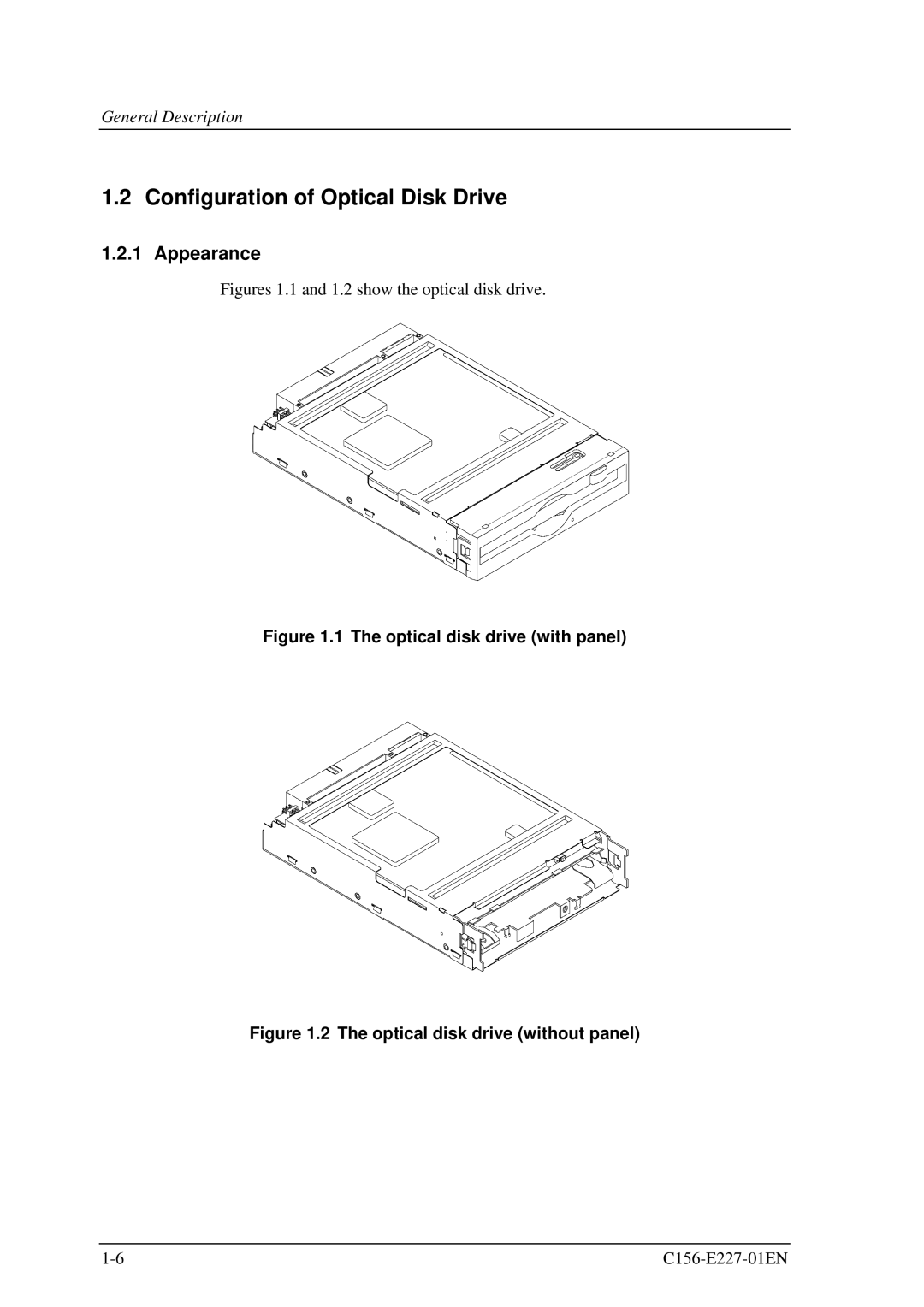 Fujitsu MCM3064AP, MCM3130AP manual Configuration of Optical Disk Drive, Appearance 