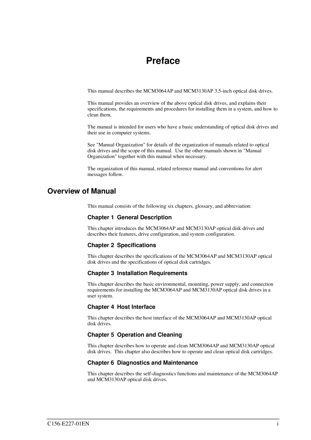 Fujitsu MCM3130AP, MCM3064AP manual Preface, Overview of Manual 