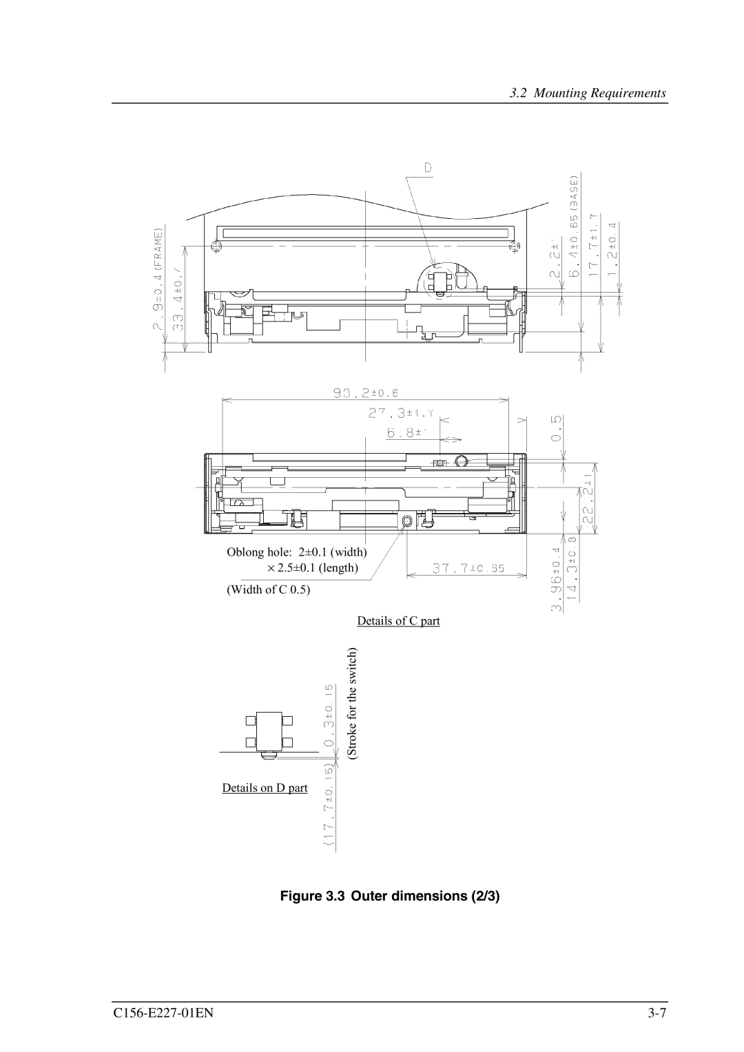 Fujitsu MCM3130AP, MCM3064AP manual Outer dimensions 2/3 