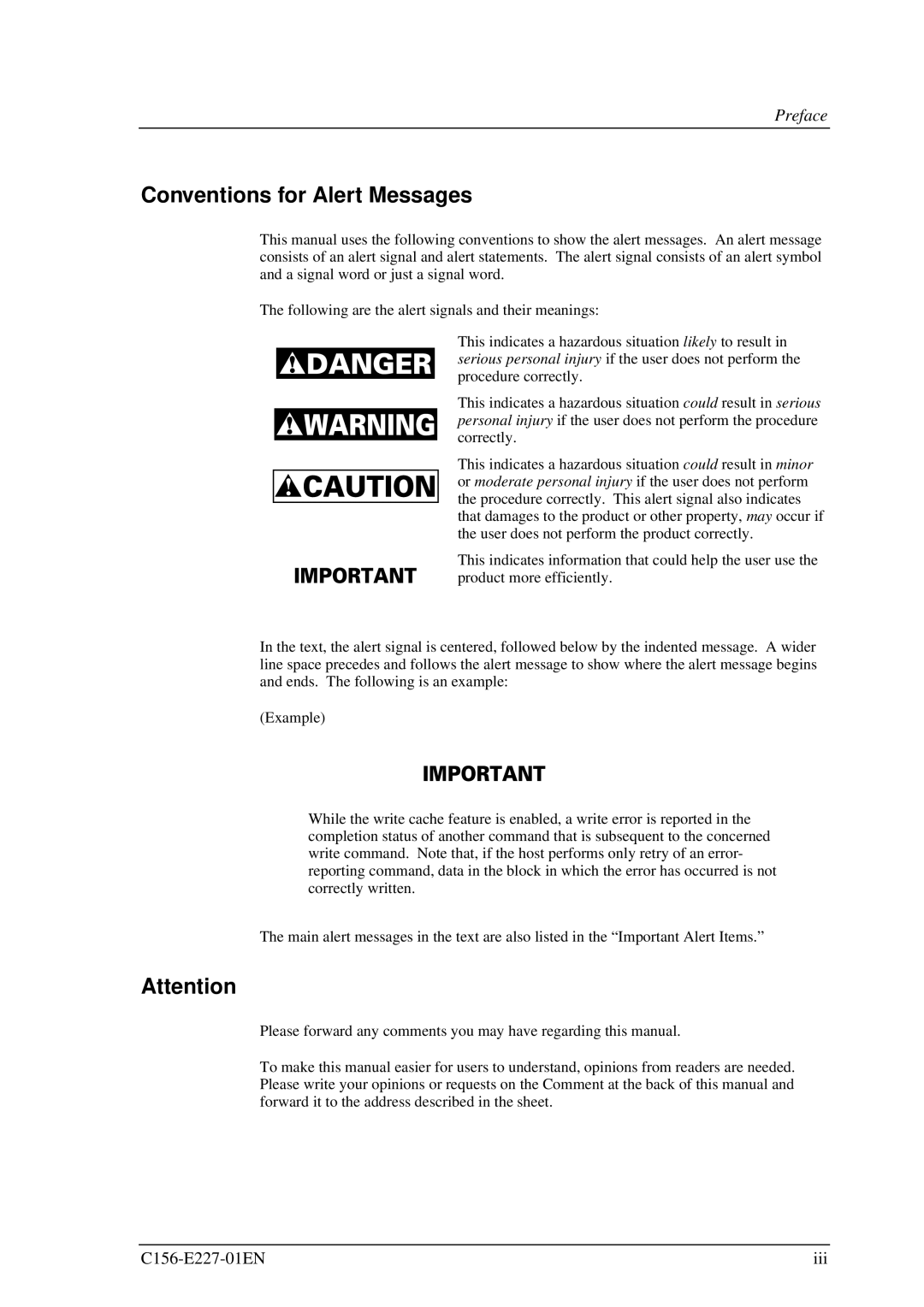 Fujitsu MCM3130AP, MCM3064AP manual Conventions for Alert Messages 