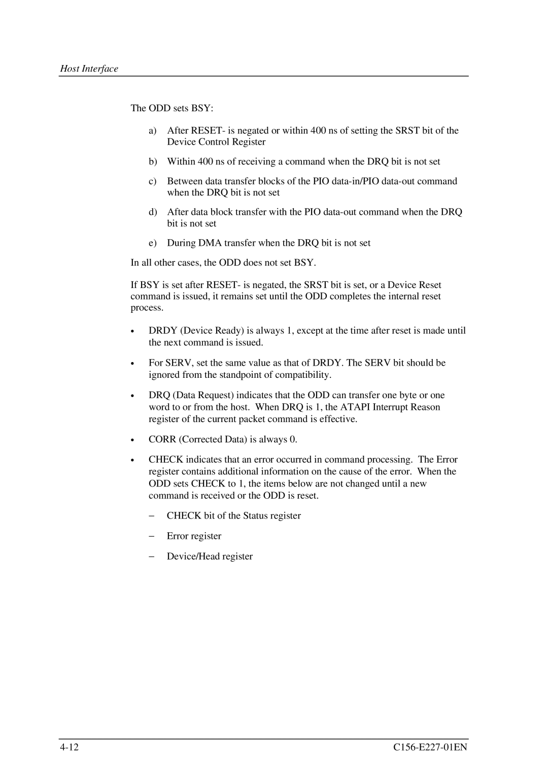 Fujitsu MCM3064AP, MCM3130AP manual Host Interface 