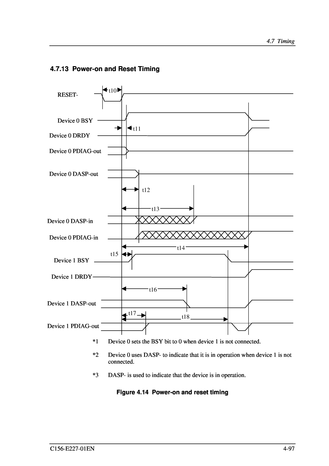 Fujitsu MCM3130AP, MCM3064AP manual Power-on and Reset Timing, 14 Power-on and reset timing 