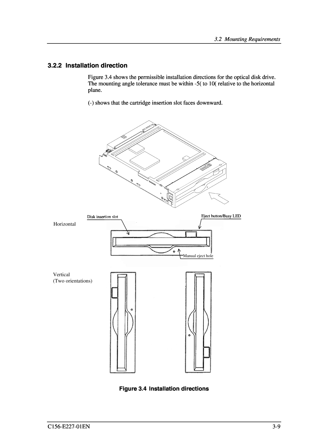 Fujitsu MCM3130AP, MCM3064AP manual 4 Installation directions, Mounting Requirements 