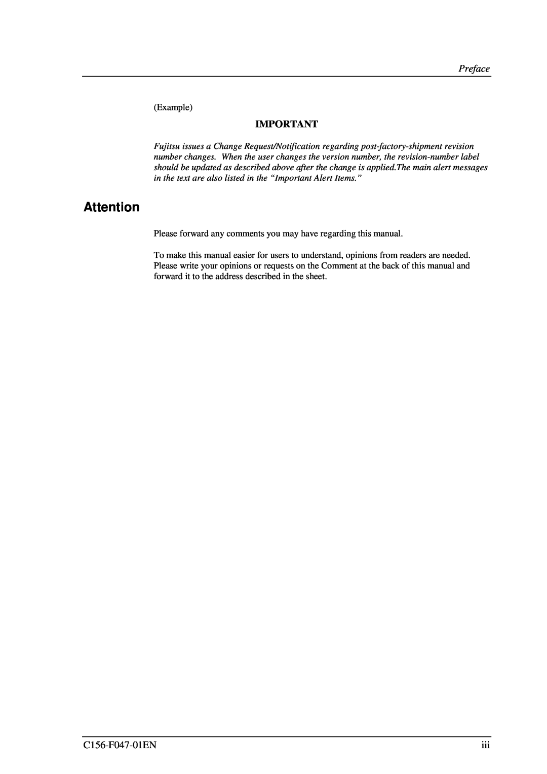 Fujitsu MDG3230UB manual Preface, Example 