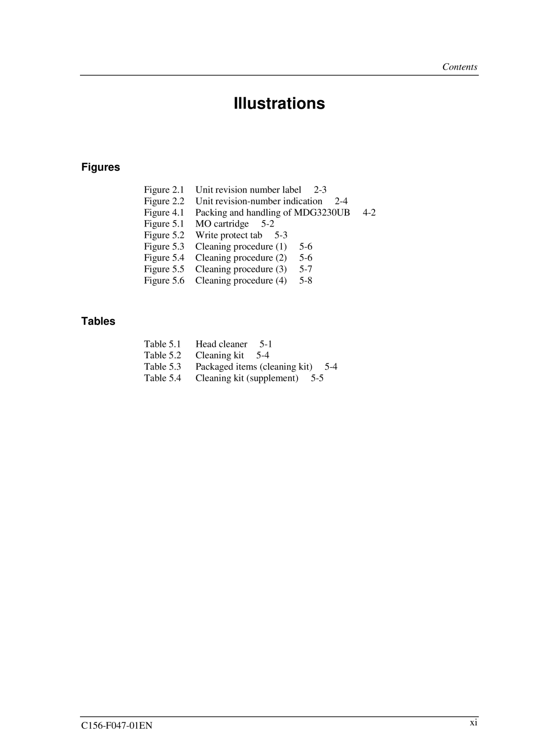 Fujitsu MDG3230UB manual Illustrations 