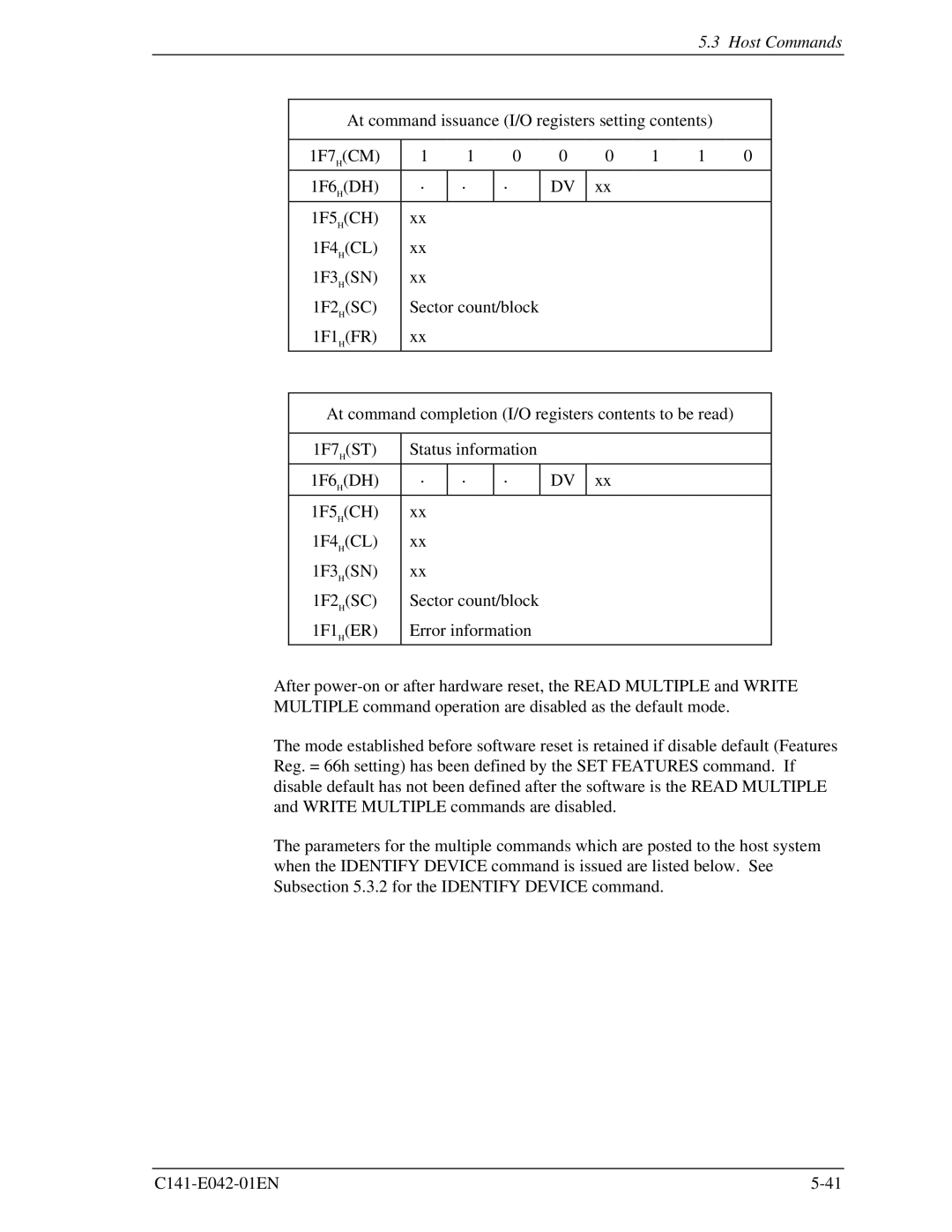 Fujitsu MHA2021AT, MHA2032AT manual Host Commands 