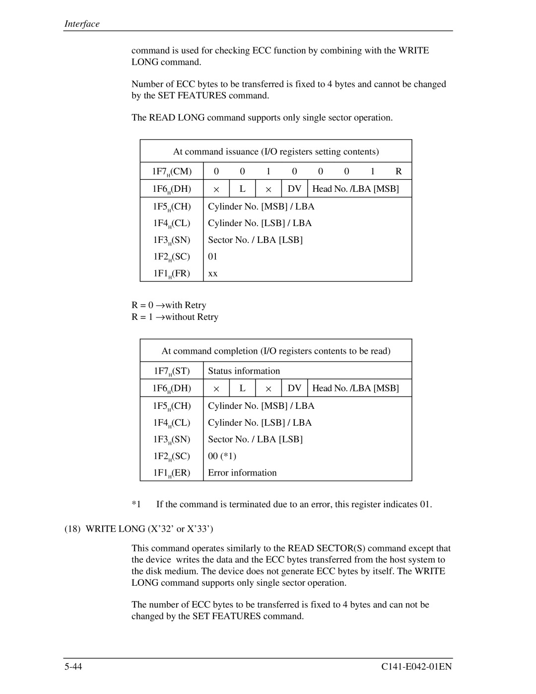 Fujitsu MHA2032AT, MHA2021AT manual Interface 