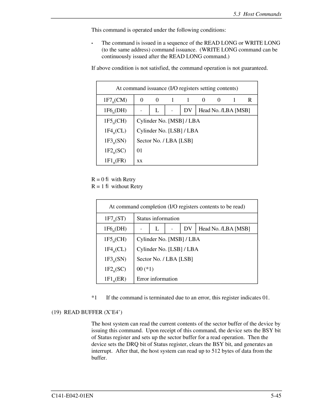 Fujitsu MHA2021AT, MHA2032AT manual Host Commands 