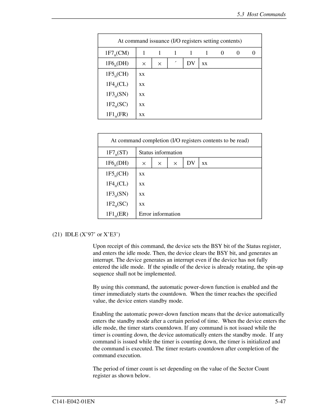 Fujitsu MHA2021AT, MHA2032AT manual Host Commands 