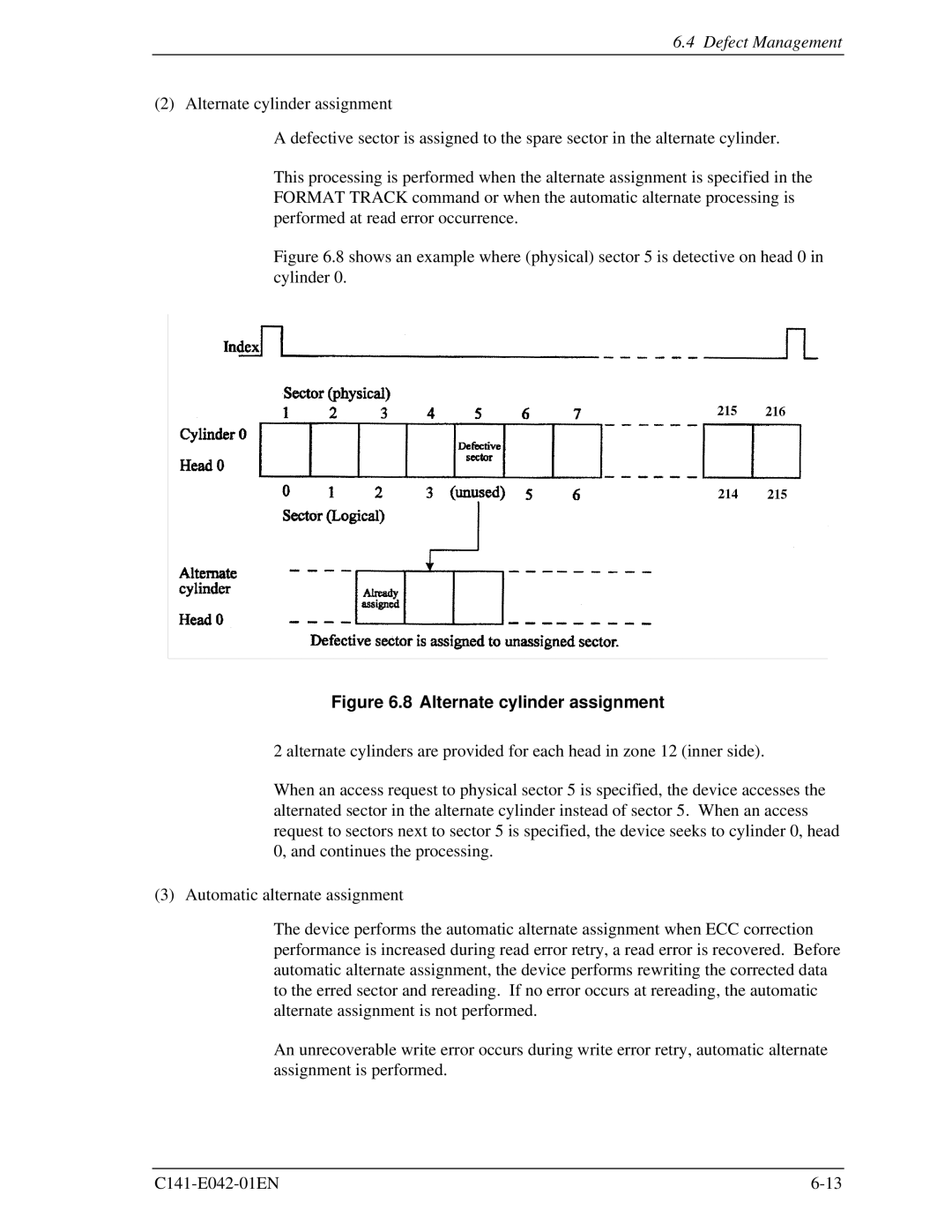 Fujitsu MHA2021AT, MHA2032AT manual Alternate cylinder assignment 