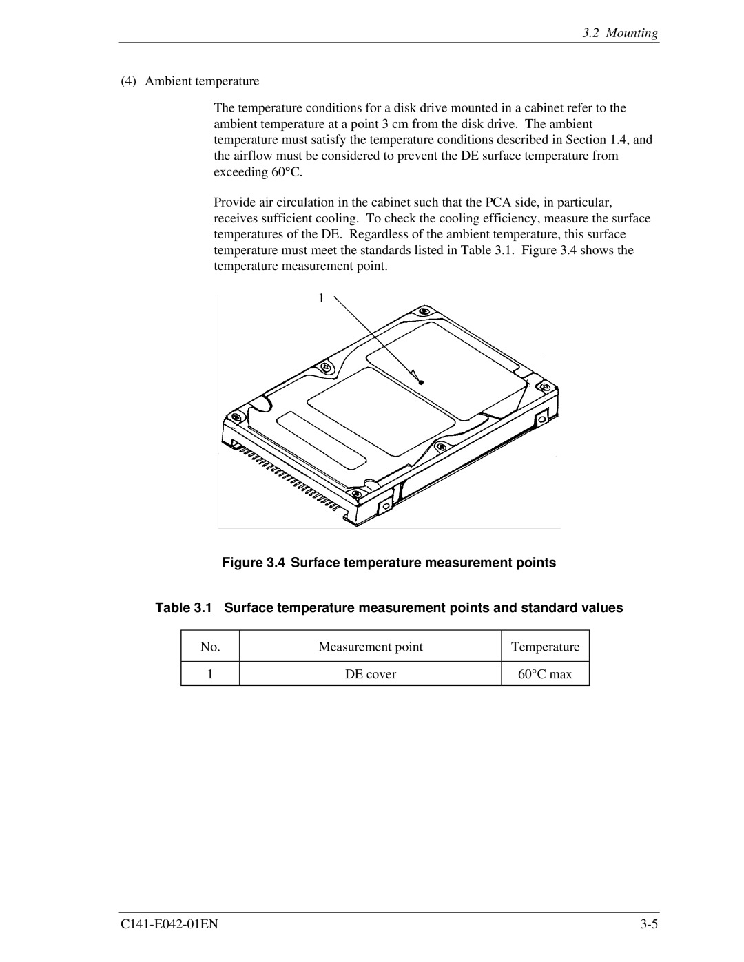 Fujitsu MHA2032AT, MHA2021AT manual Measurement point Temperature DE cover 