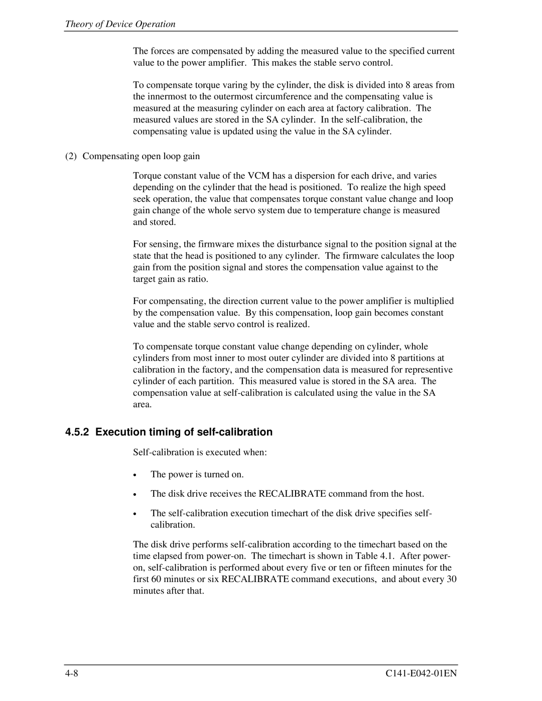 Fujitsu MHA2021AT, MHA2032AT manual Execution timing of self-calibration 