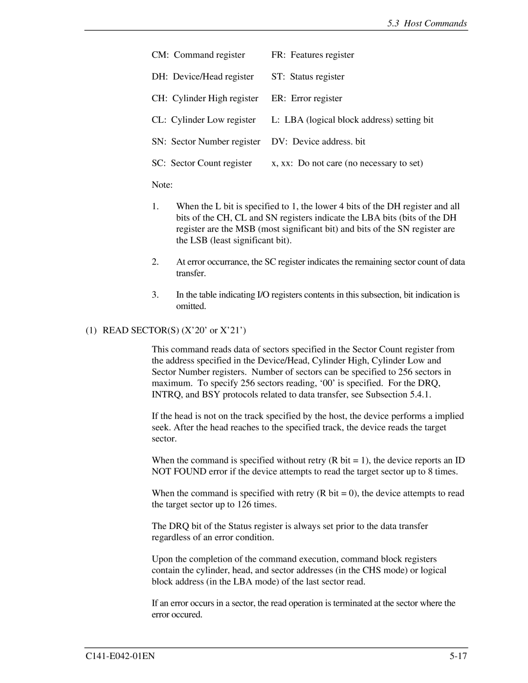 Fujitsu MHA2021AT, MHA2032AT manual Host Commands 