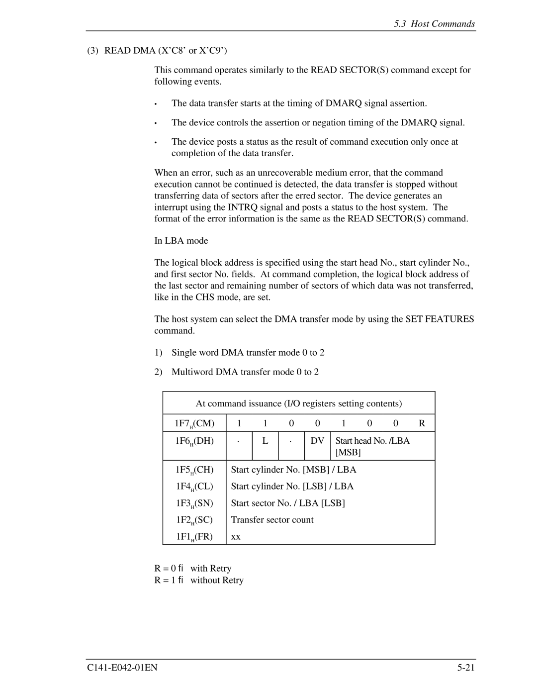 Fujitsu MHA2021AT, MHA2032AT manual Host Commands 