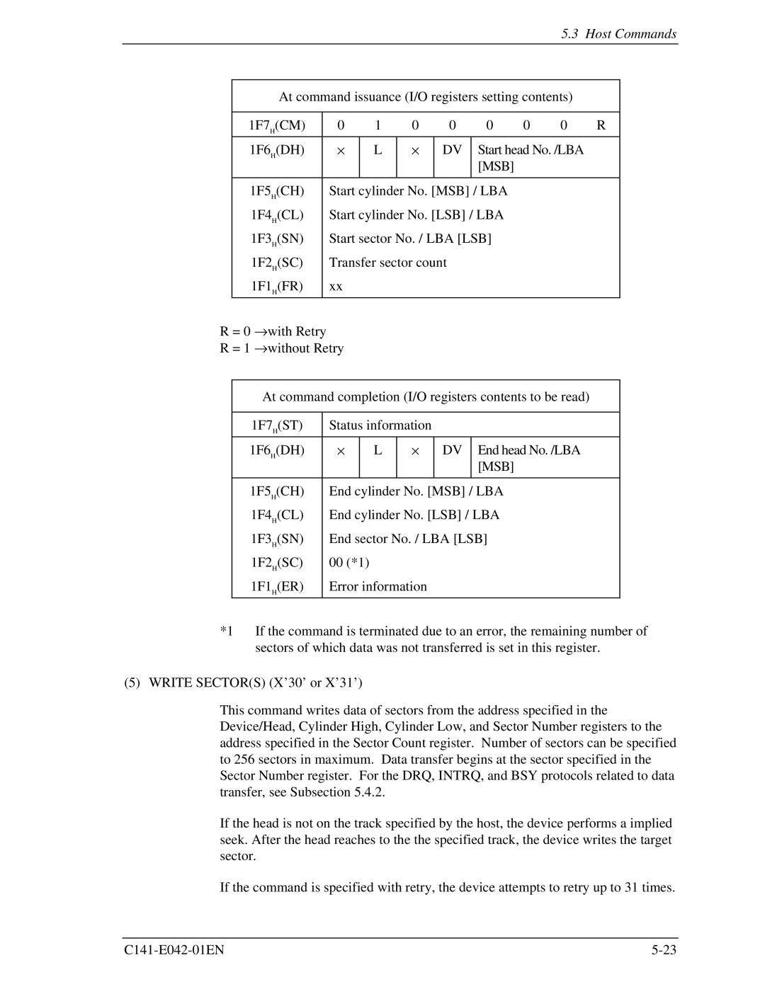 Fujitsu MHA2021AT, MHA2032AT manual Host Commands 