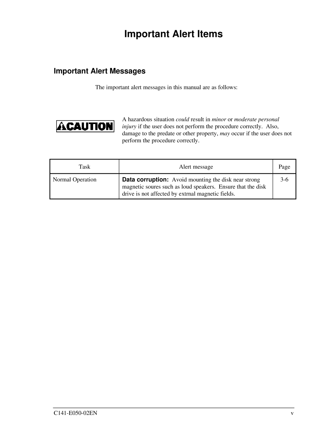 Fujitsu MHC2040AT, MHC2032AT, MHD2021AT, MHD2032AT manual Important Alert Items, Important Alert Messages 