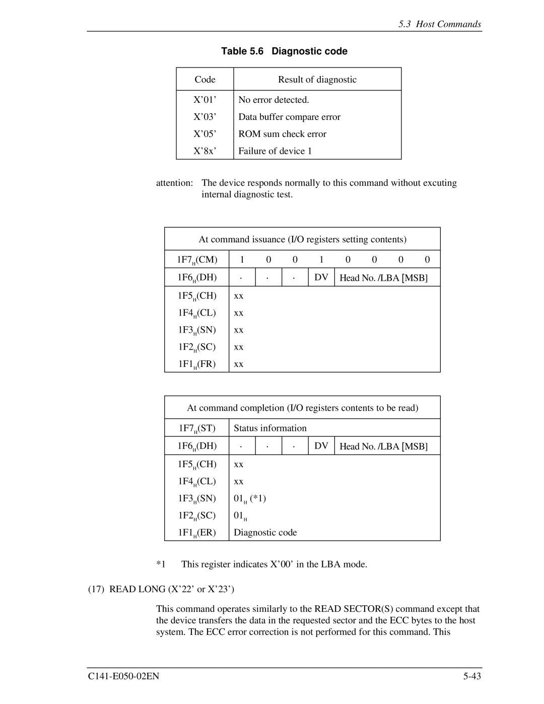 Fujitsu MHC2040AT, MHC2032AT, MHD2021AT, MHD2032AT manual Diagnostic code 