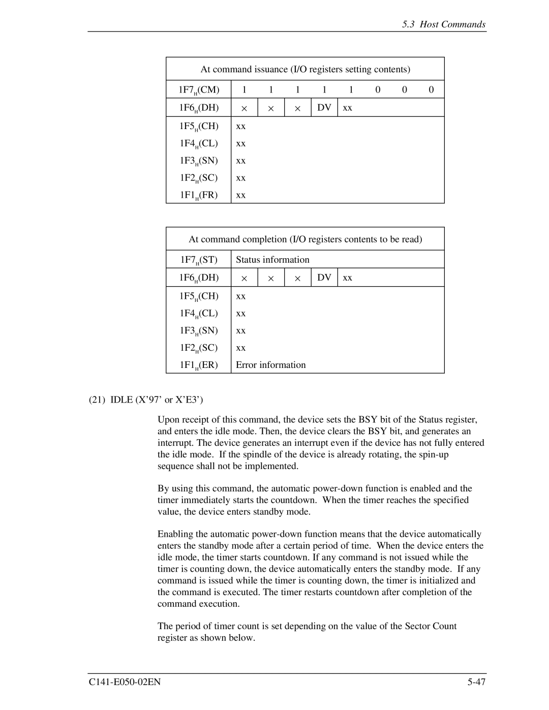 Fujitsu MHC2040AT, MHC2032AT, MHD2021AT, MHD2032AT manual Host Commands 