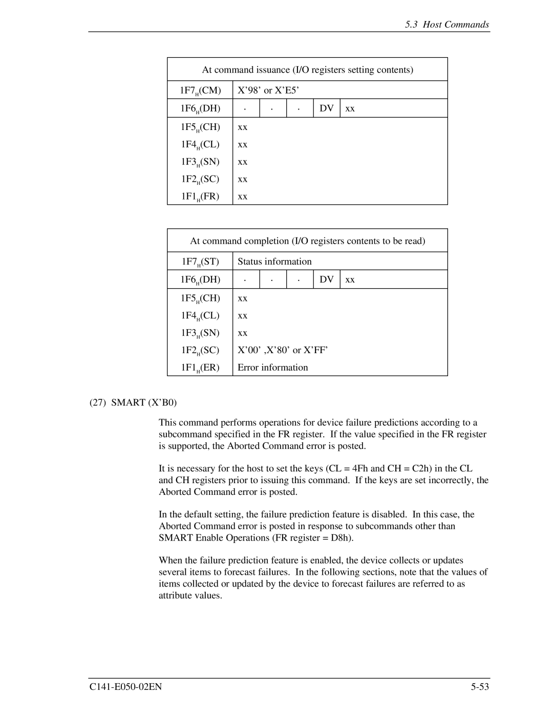 Fujitsu MHC2032AT, MHD2021AT, MHC2040AT, MHD2032AT manual Host Commands 