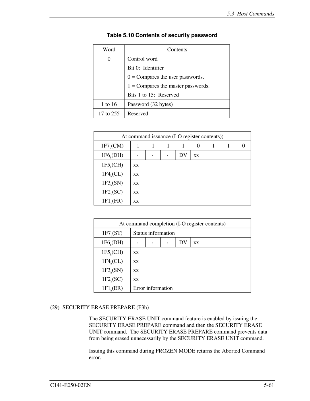 Fujitsu MHC2032AT, MHD2021AT, MHC2040AT, MHD2032AT manual Contents of security password 