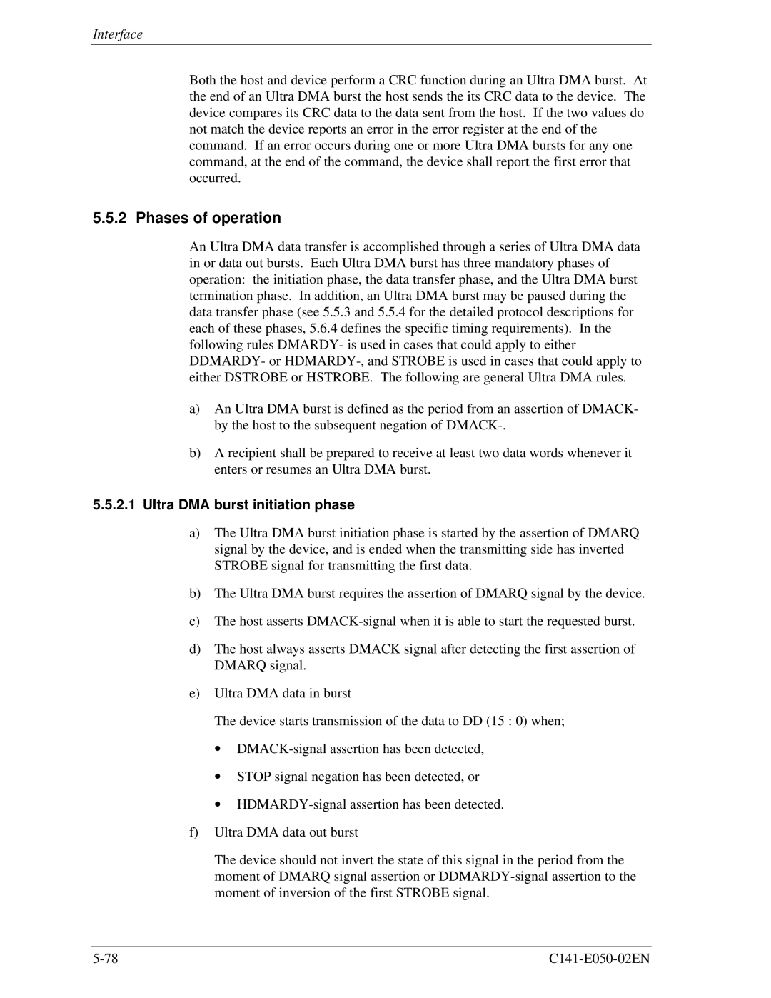 Fujitsu MHD2021AT, MHC2032AT, MHC2040AT, MHD2032AT manual Phases of operation, Ultra DMA burst initiation phase 