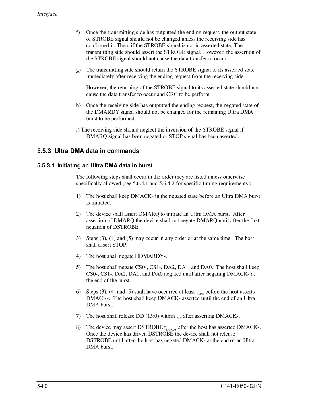 Fujitsu MHD2032AT, MHC2032AT, MHD2021AT, MHC2040AT manual Ultra DMA data in commands, Initiating an Ultra DMA data in burst 