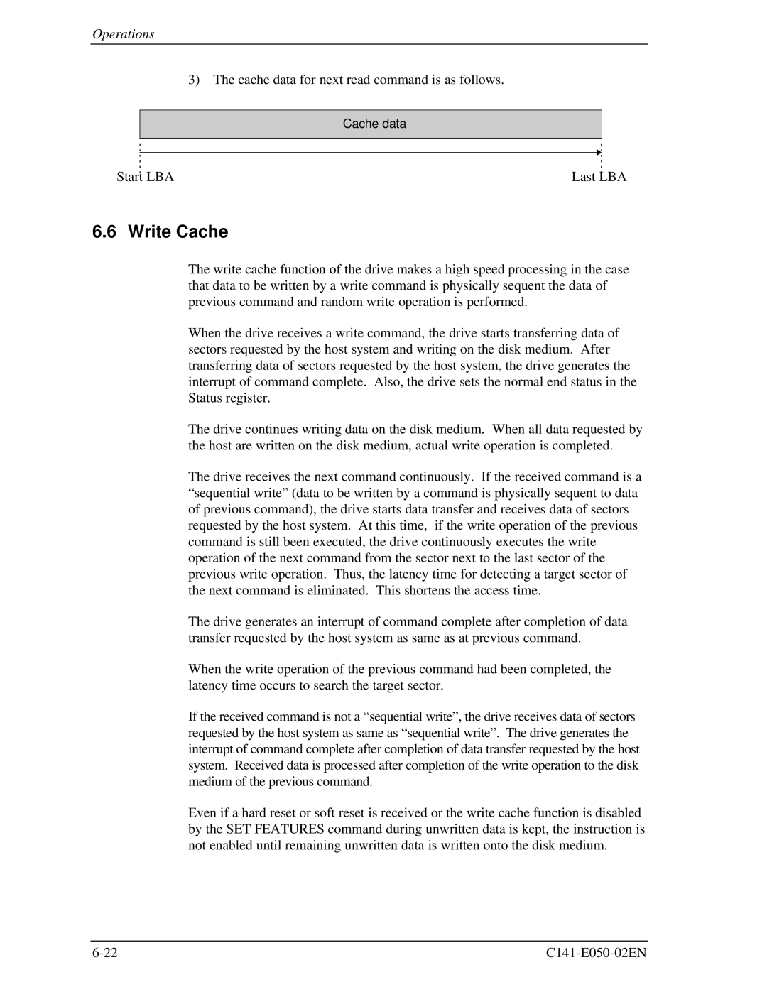 Fujitsu MHD2021AT, MHC2032AT, MHC2040AT, MHD2032AT manual Write Cache 