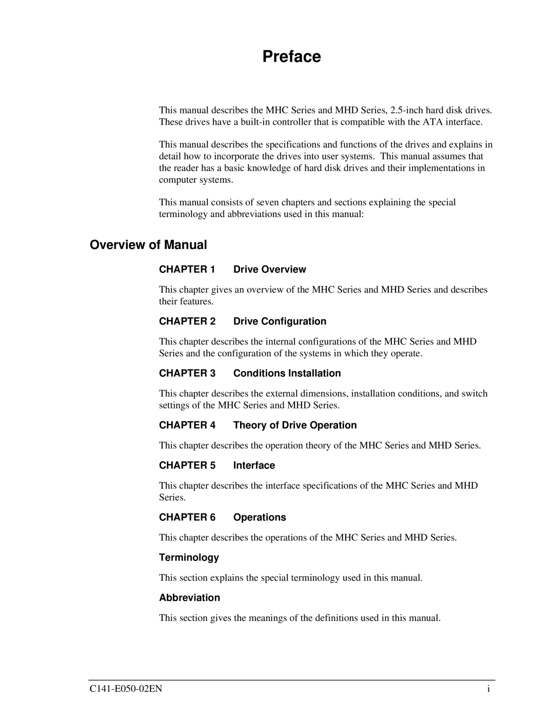 Fujitsu MHC2040AT, MHC2032AT, MHD2021AT, MHD2032AT manual Preface, Overview of Manual 