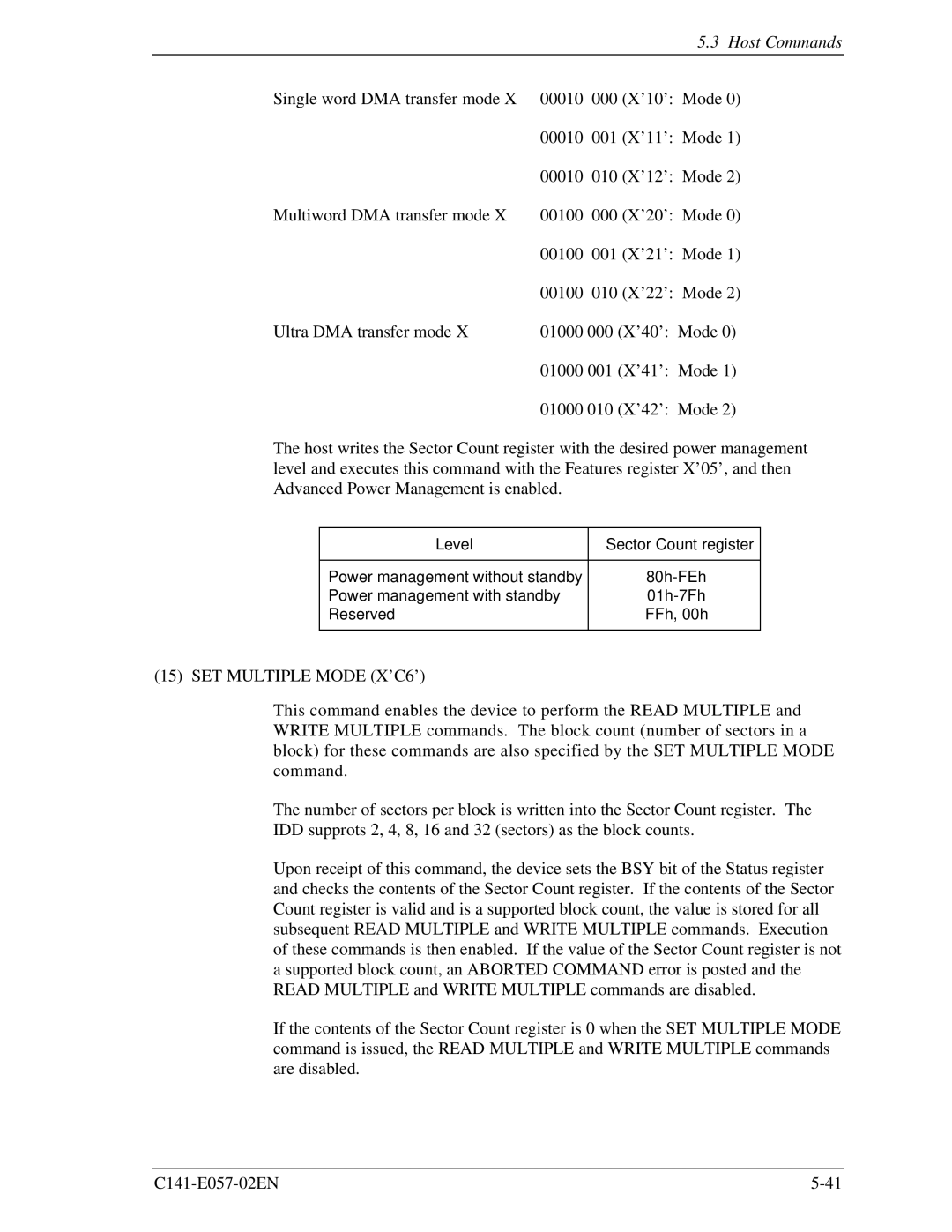 Fujitsu MHF2043AT, MHE2043AT, MHF2021AT, MHE2064AT manual SET Multiple Mode X’C6’ 