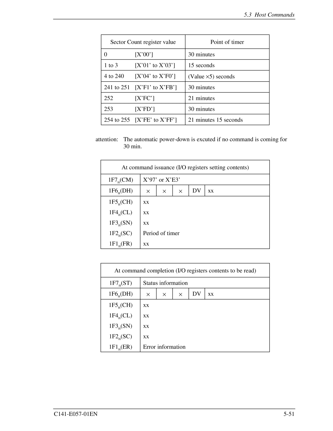 Fujitsu MHF2021AT, MHF2043AT, MHE2043AT, MHE2064AT manual Host Commands 