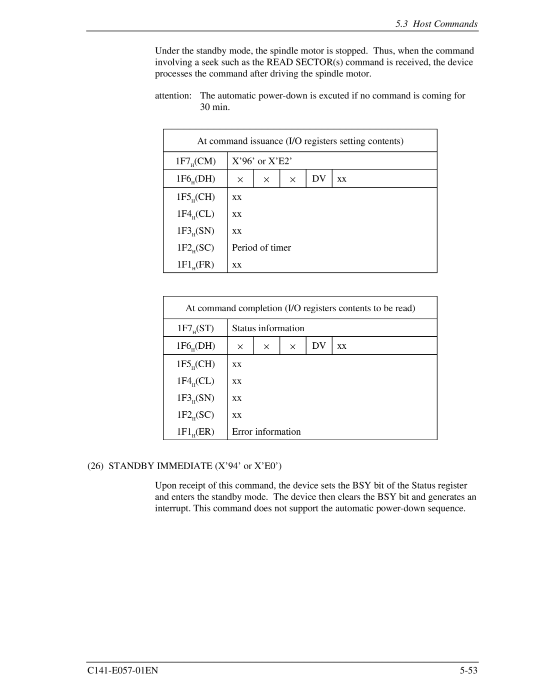 Fujitsu MHF2043AT, MHE2043AT, MHF2021AT, MHE2064AT manual Host Commands 