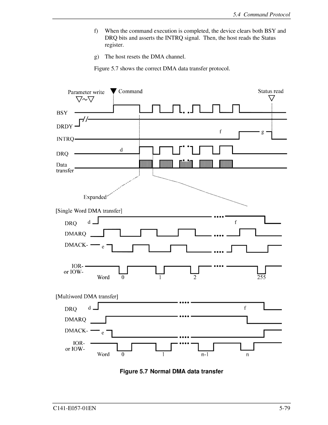 Fujitsu MHF2021AT, MHF2043AT, MHE2043AT, MHE2064AT manual Normal DMA data transfer 