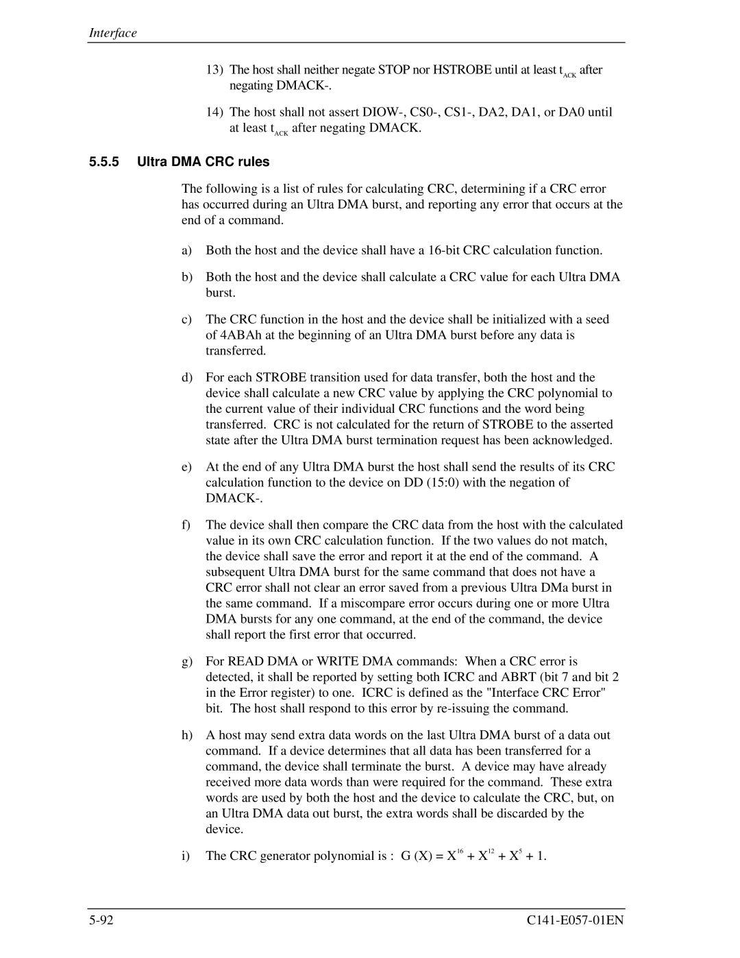 Fujitsu MHE2064AT, MHF2043AT, MHE2043AT, MHF2021AT manual Ultra DMA CRC rules 